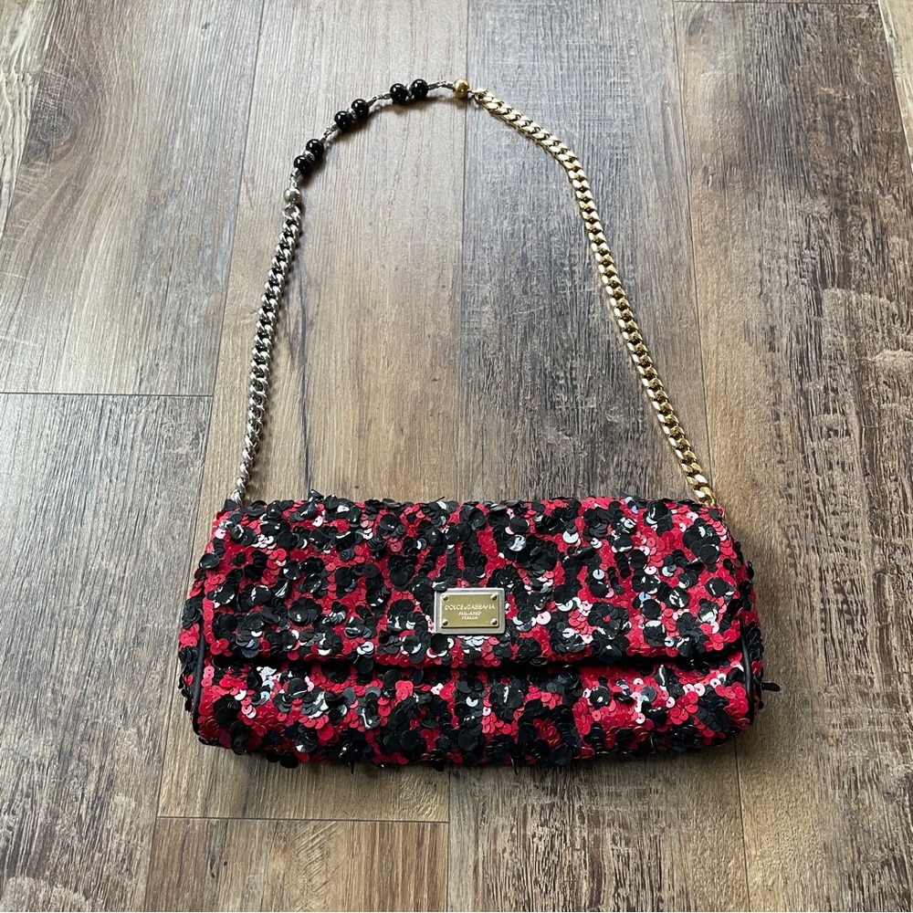 Vintage Dolce & Gabbana black and red sequin bag